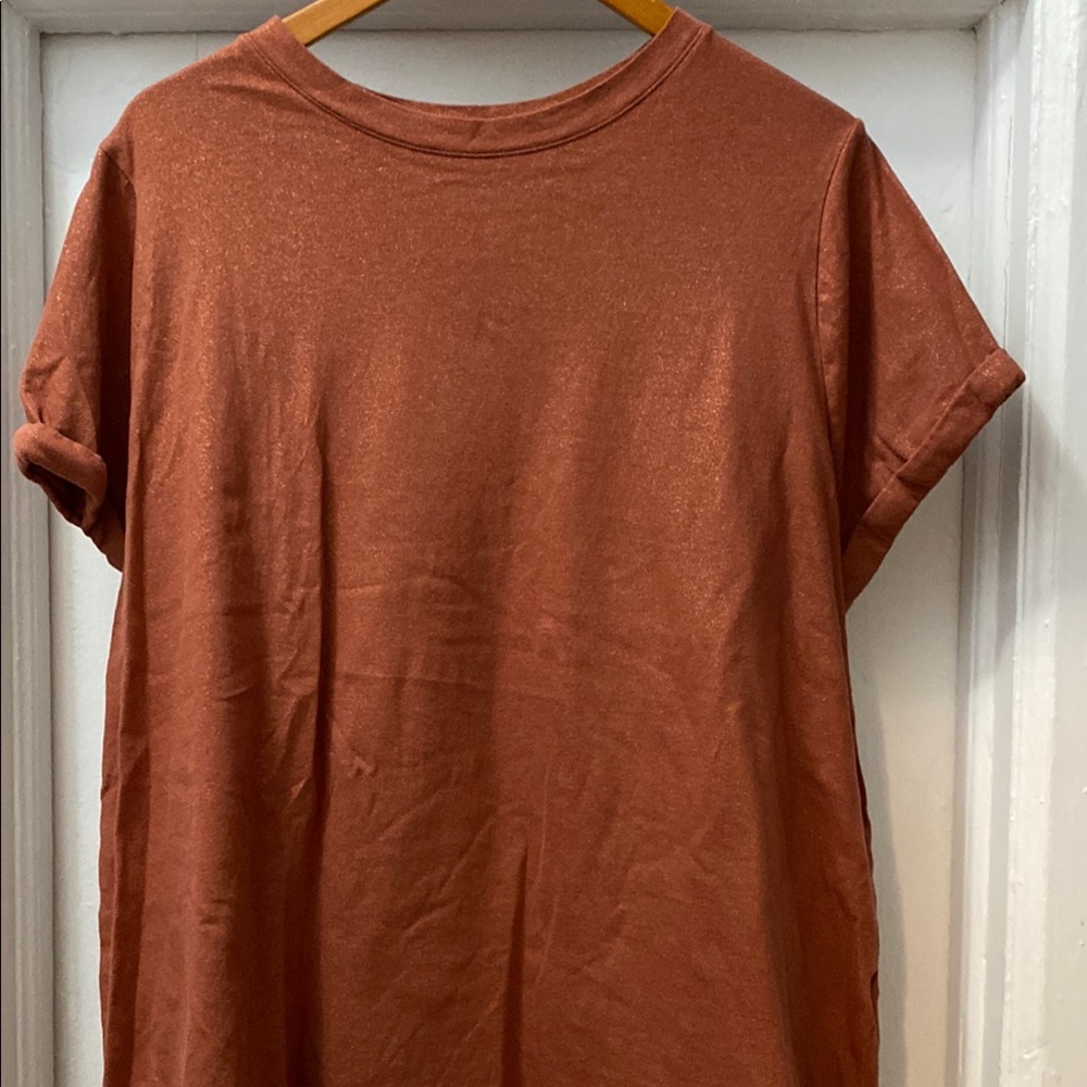 Chic Rust Orange Glitter Tee